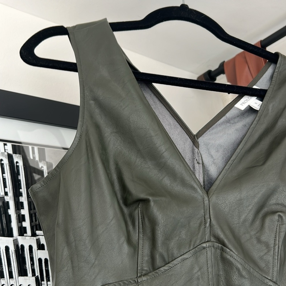 Green Faux Leather Midi Dress